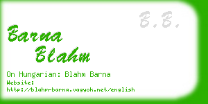 barna blahm business card